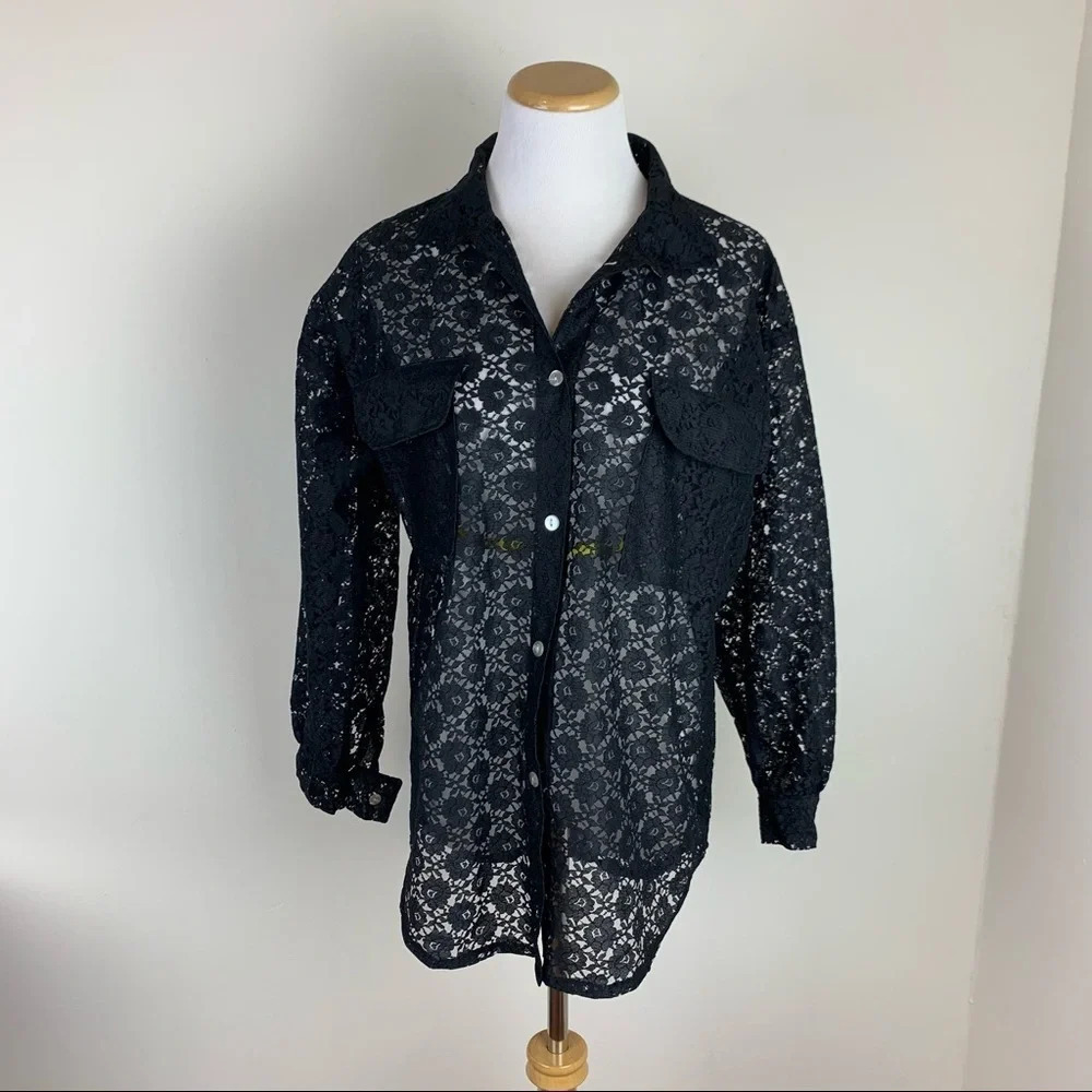 Vintage Valentina of London Lace Button Down Top 6